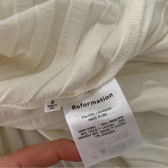 Reformation Small NEW Vittoria Ivory Rib Open Neck Collar Mini Dress Bodycon - Picture 8 of 12
